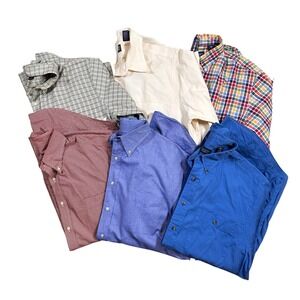 Lot Of 6 Lands End Button Up Shirts Men's Size L Tall 16‎ 1/2 - 36 Casual Dress